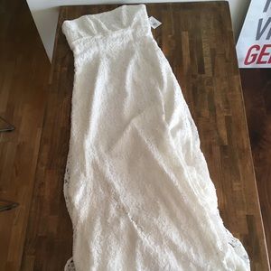 Beaded lace sheath wedding gown